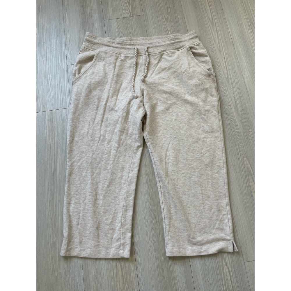 Eddie Bauer Women's Oatmeal Capri Sweatpants Size Large Lounge